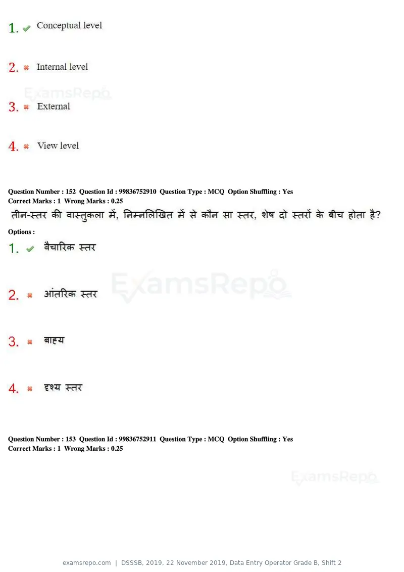 DSSSB 2019 question paper, 22 November 2019, Data Entry Operator Grade B, Shift 2, page 150 of 204