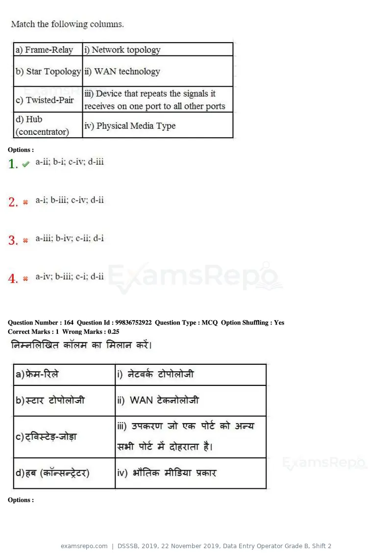 DSSSB 2019 question paper, 22 November 2019, Data Entry Operator Grade B, Shift 2, page 166 of 204