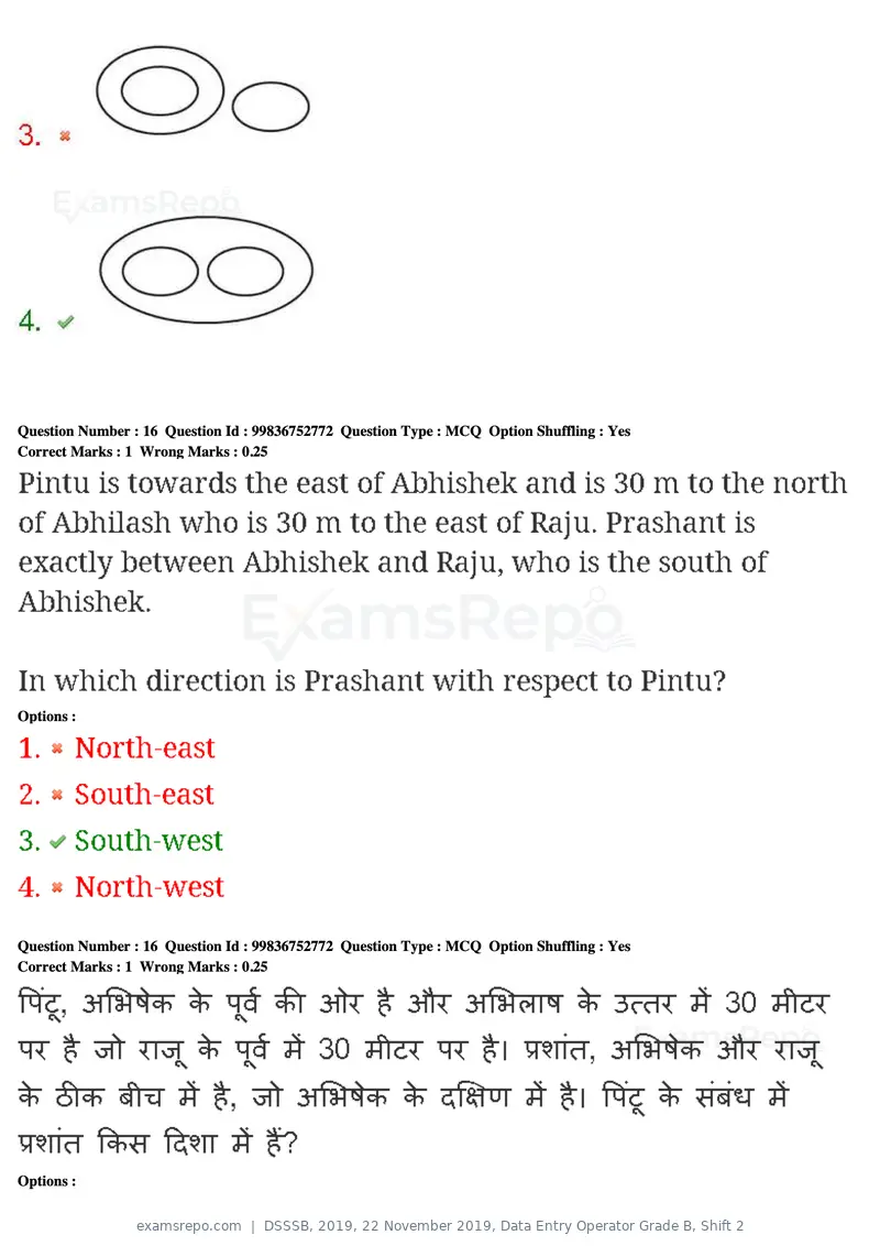 DSSSB 2019 question paper, 22 November 2019, Data Entry Operator Grade B, Shift 2, page 17 of 204
