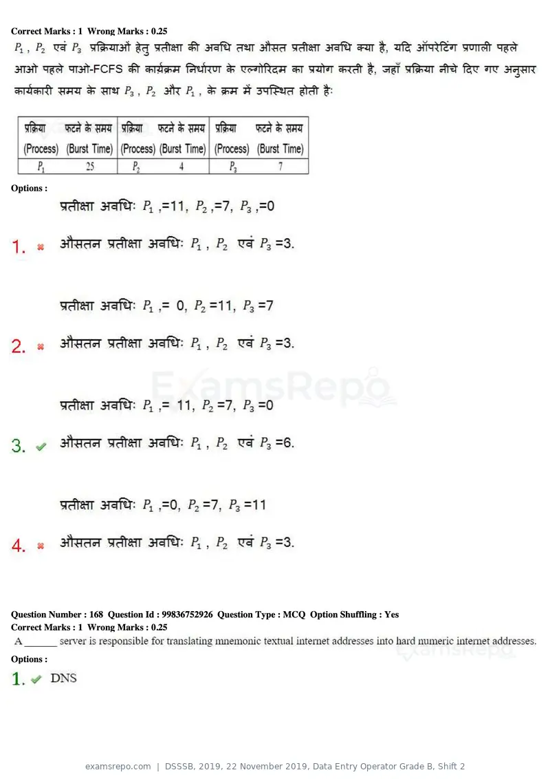 DSSSB 2019 question paper, 22 November 2019, Data Entry Operator Grade B, Shift 2, page 170 of 204