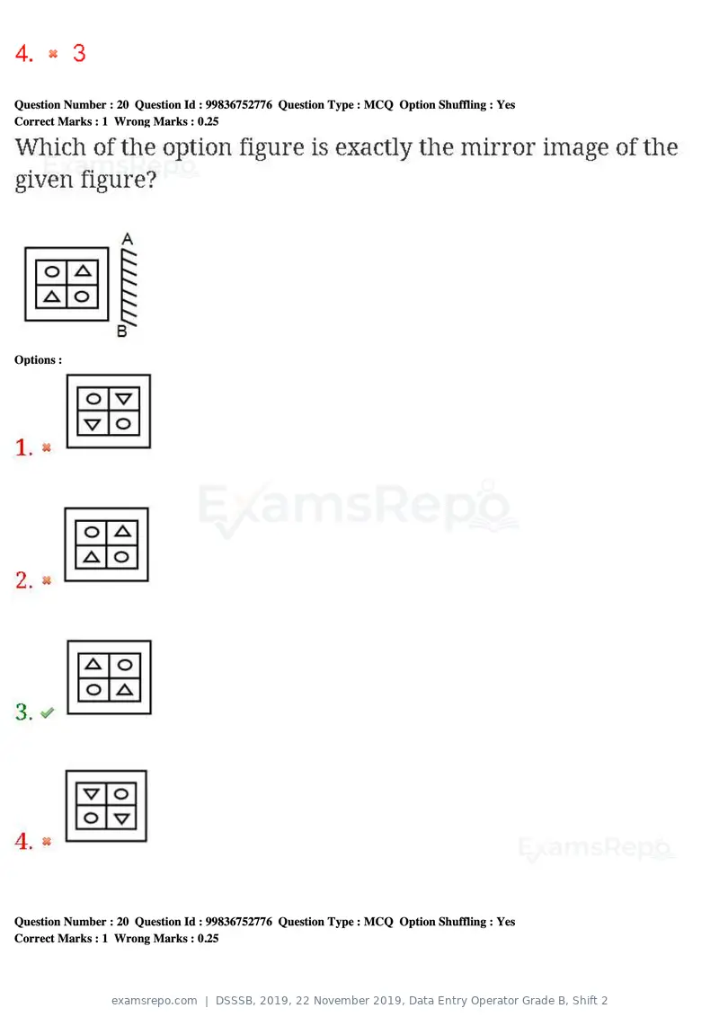 DSSSB 2019 question paper, 22 November 2019, Data Entry Operator Grade B, Shift 2, page 22 of 204