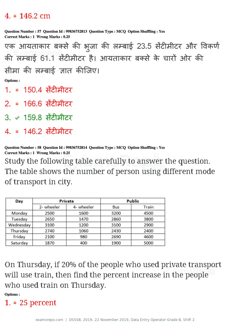 DSSSB 2019 question paper, 22 November 2019, Data Entry Operator Grade B, Shift 2, page 51 of 204