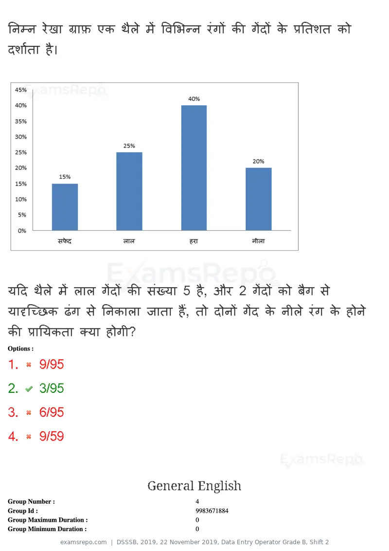 DSSSB 2019 question paper, 22 November 2019, Data Entry Operator Grade B, Shift 2, page 56 of 204