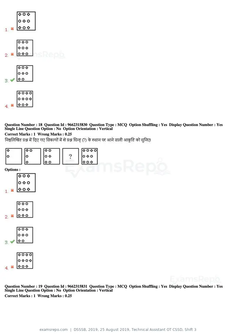 DSSSB 2019 question paper, 25 August 2019, Technical Assistant OT CSSD, Shift 3, page 12 of 125