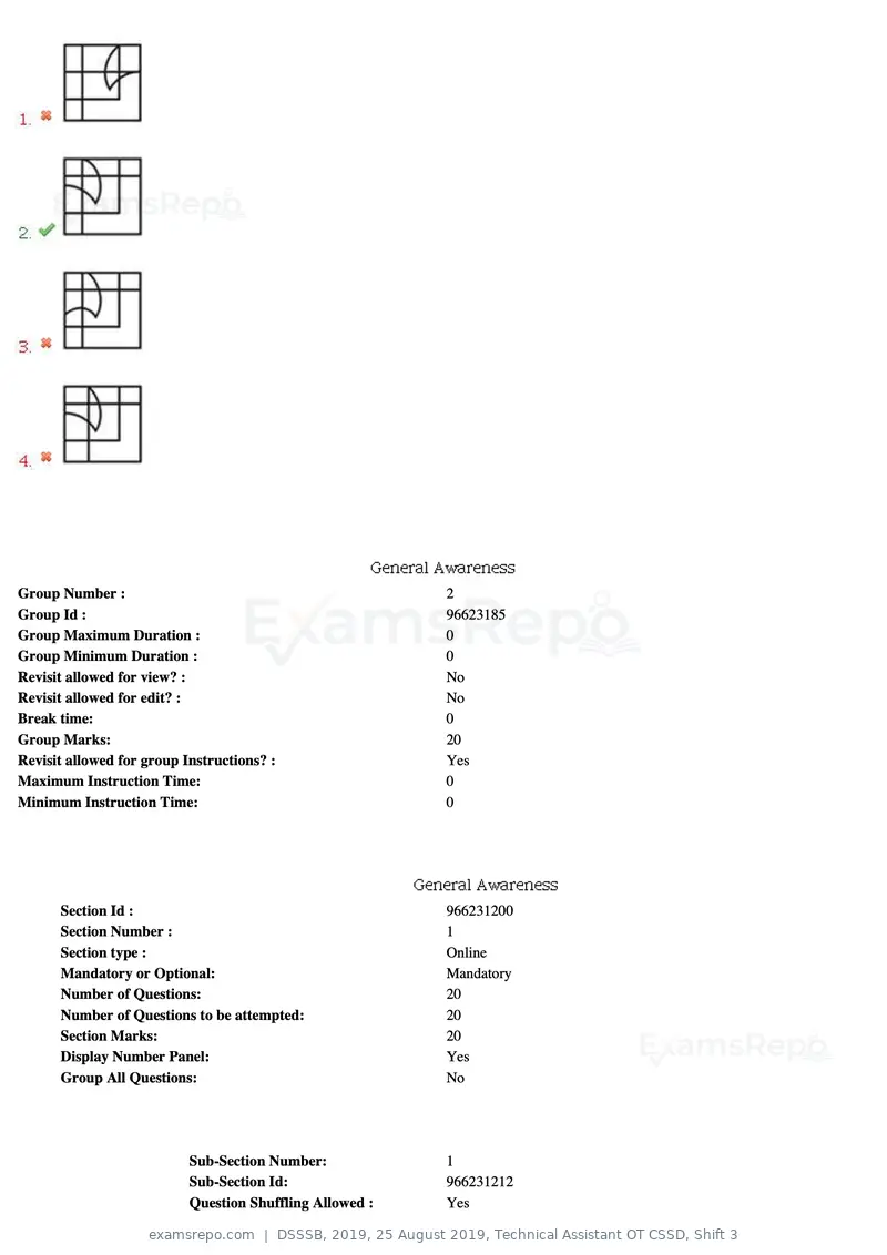 DSSSB 2019 question paper, 25 August 2019, Technical Assistant OT CSSD, Shift 3, page 15 of 125