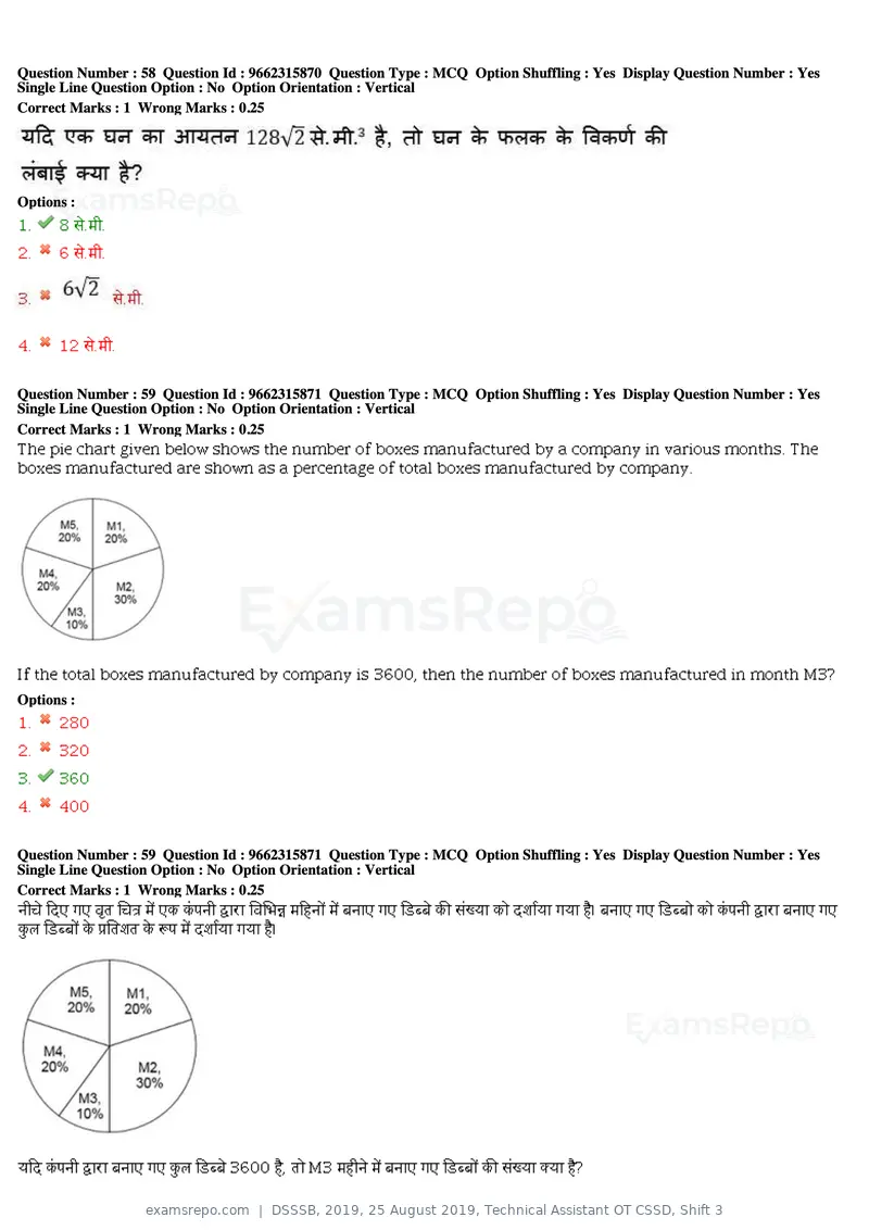 DSSSB 2019 question paper, 25 August 2019, Technical Assistant OT CSSD, Shift 3, page 33 of 125