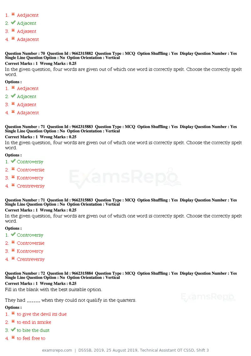 DSSSB 2019 question paper, 25 August 2019, Technical Assistant OT CSSD, Shift 3, page 40 of 125