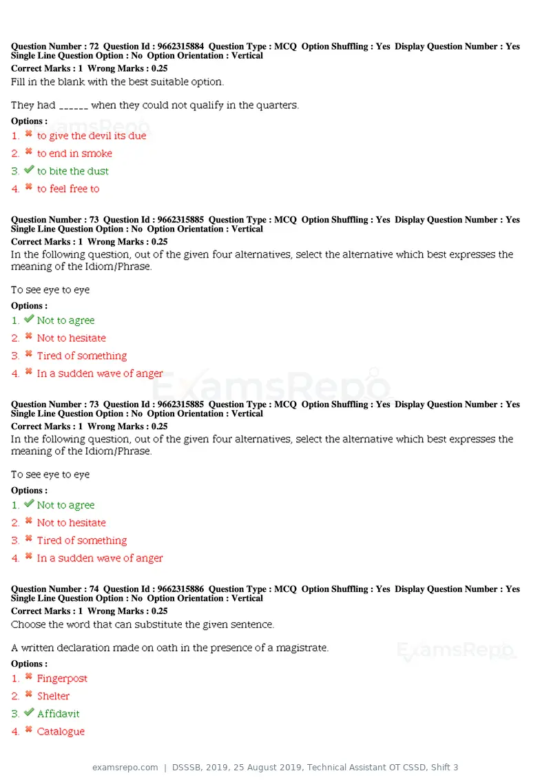 DSSSB 2019 question paper, 25 August 2019, Technical Assistant OT CSSD, Shift 3, page 41 of 125