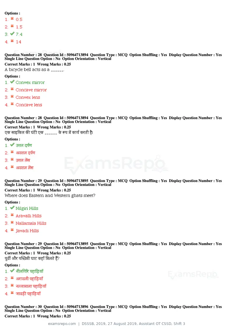 DSSSB 2019 question paper, 27 August 2019, Assistant OT CSSD, Shift 3, page 20 of 128