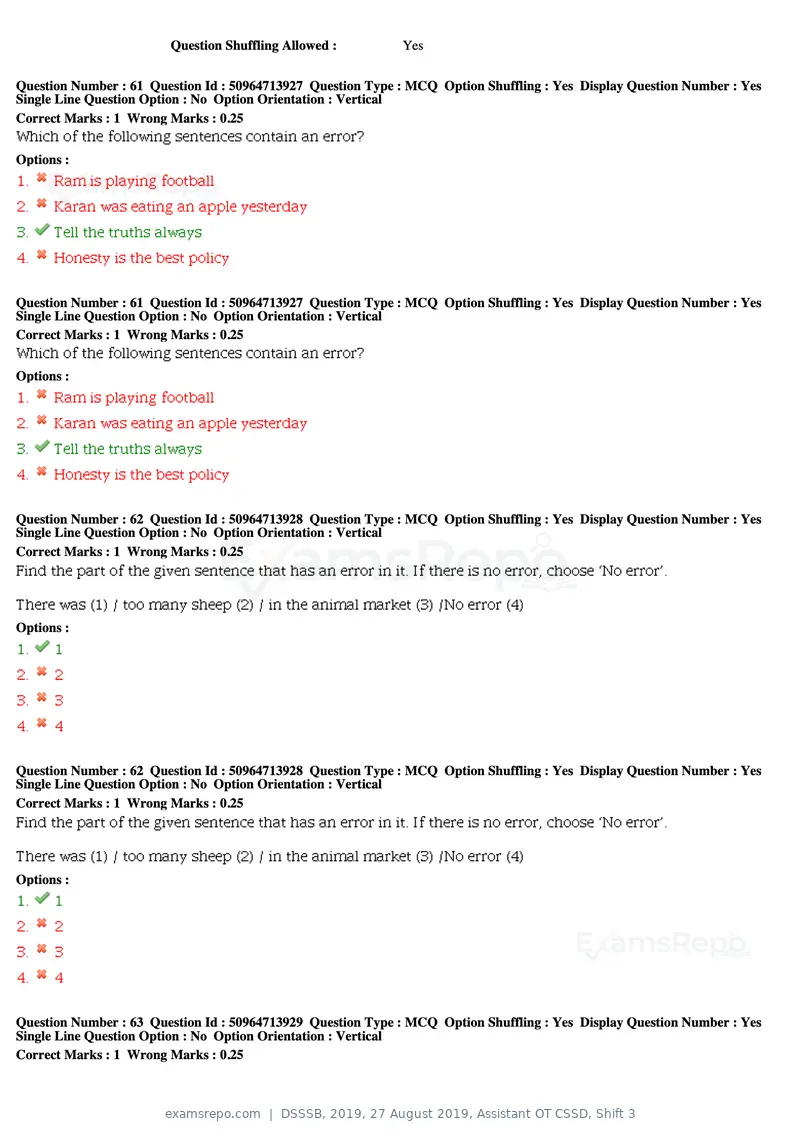 DSSSB 2019 question paper, 27 August 2019, Assistant OT CSSD, Shift 3, page 37 of 128