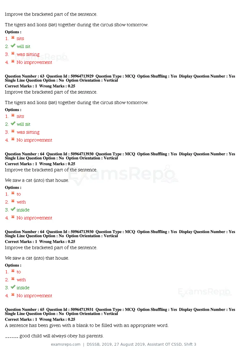 DSSSB 2019 question paper, 27 August 2019, Assistant OT CSSD, Shift 3, page 38 of 128