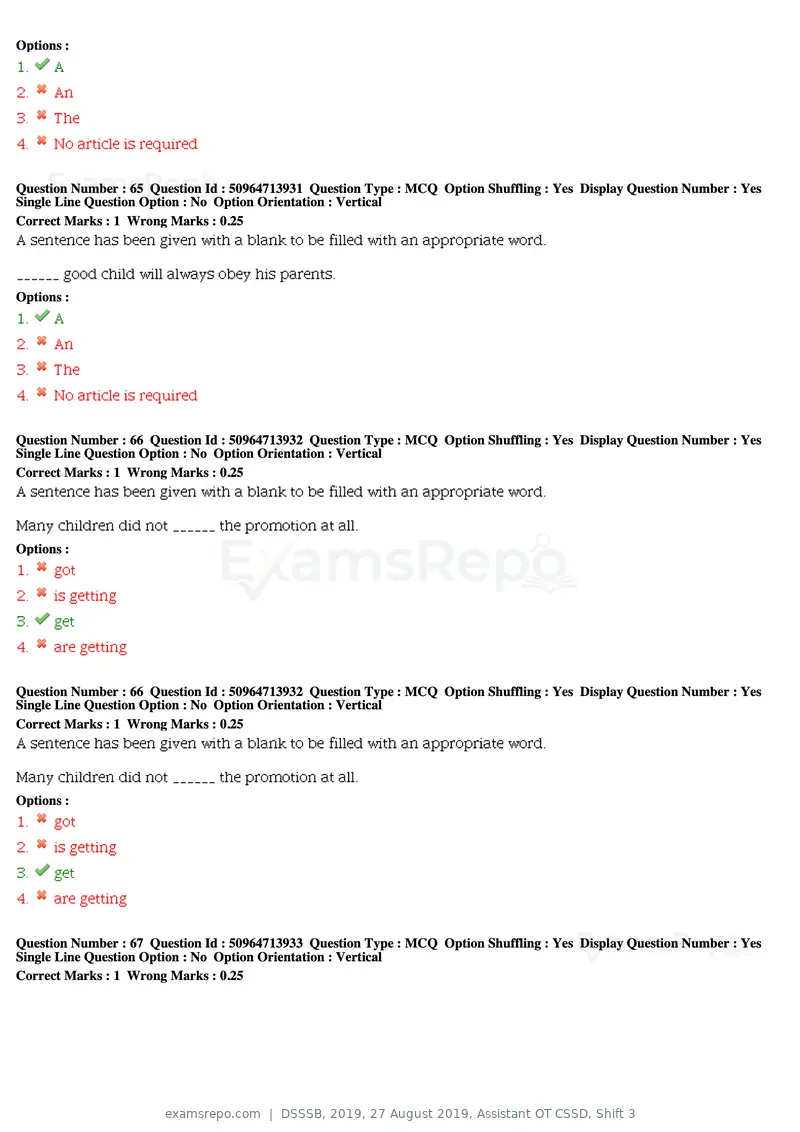 DSSSB 2019 question paper, 27 August 2019, Assistant OT CSSD, Shift 3, page 39 of 128
