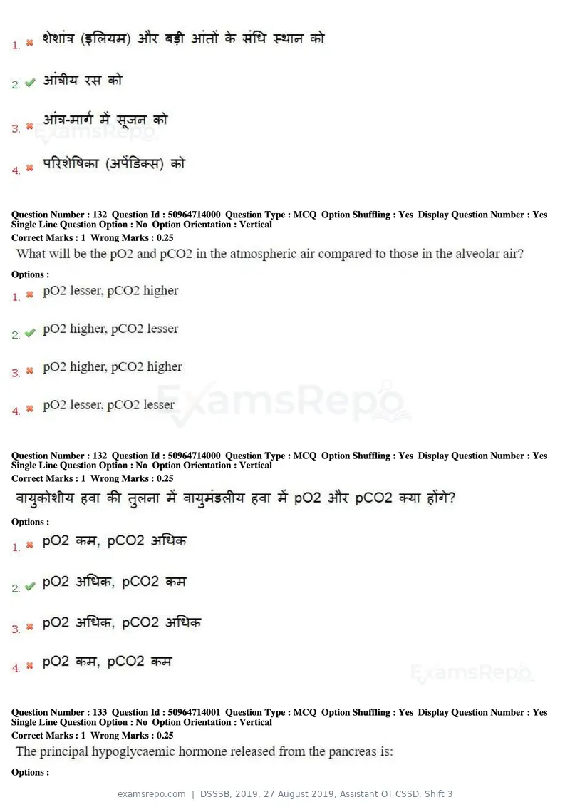 DSSSB 2019 question paper, 27 August 2019, Assistant OT CSSD, Shift 3, page 80 of 128