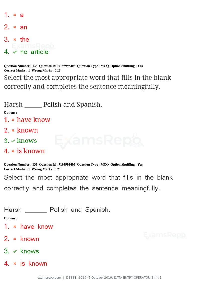DSSSB 2019 question paper, 5 October 2019, DATA ENTRY OPERATOR, Shift 1, page 118 of 178