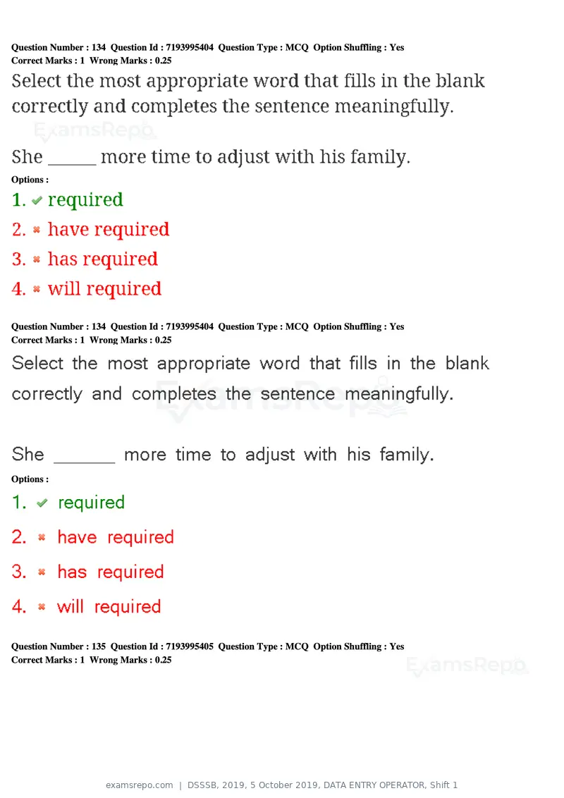 DSSSB 2019 question paper, 5 October 2019, DATA ENTRY OPERATOR, Shift 1, page 119 of 178