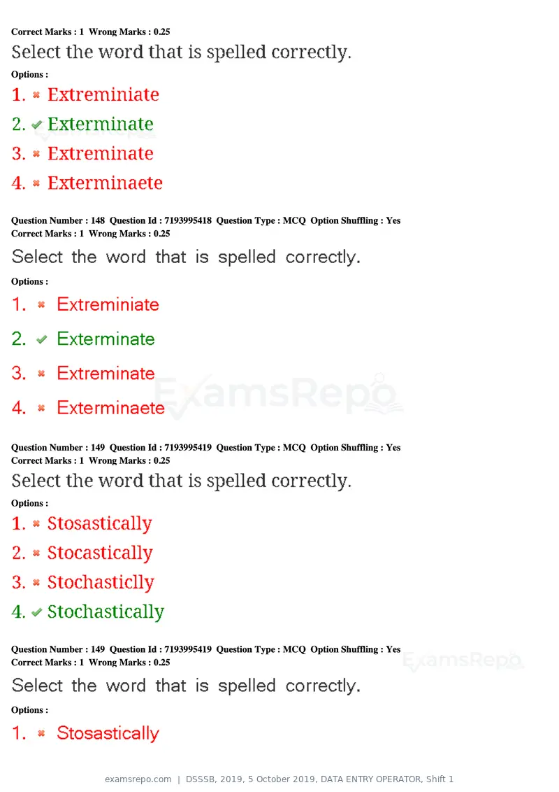 DSSSB 2019 question paper, 5 October 2019, DATA ENTRY OPERATOR, Shift 1, page 133 of 178