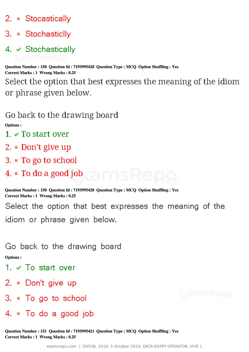 DSSSB 2019 question paper, 5 October 2019, DATA ENTRY OPERATOR, Shift 1, page 134 of 178