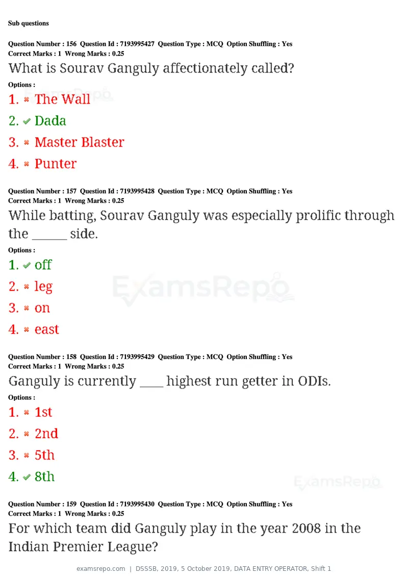 DSSSB 2019 question paper, 5 October 2019, DATA ENTRY OPERATOR, Shift 1, page 141 of 178