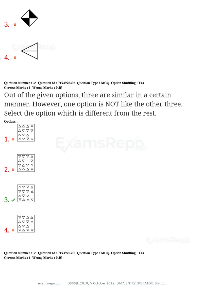 DSSSB 2019 question paper, 5 October 2019, DATA ENTRY OPERATOR, Shift 1, page 33 of 178