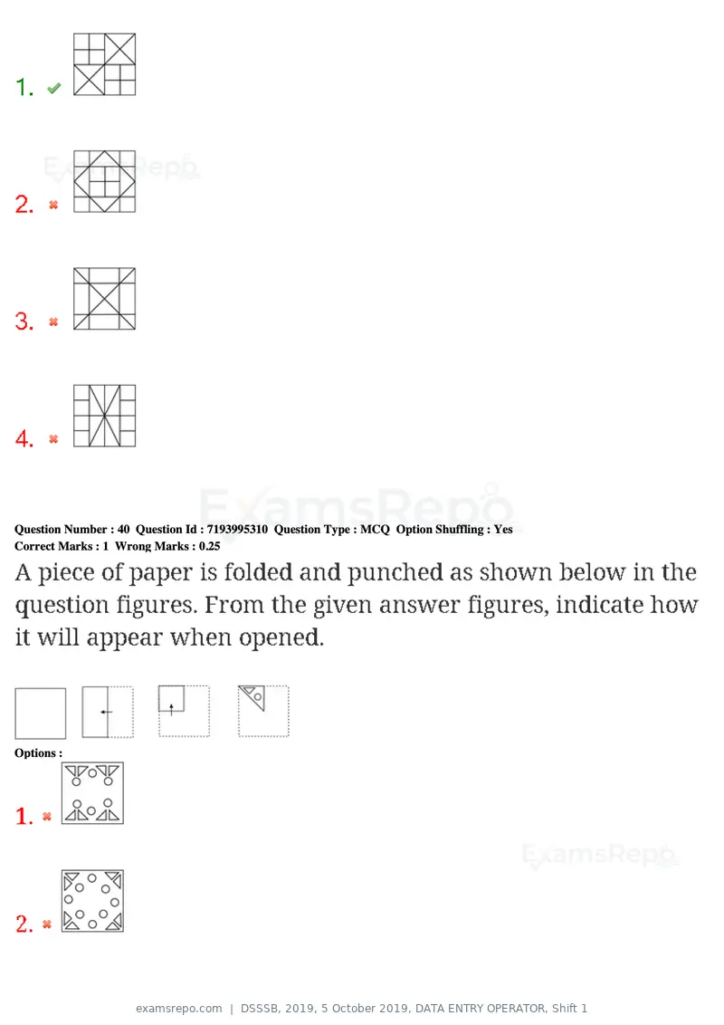 DSSSB 2019 question paper, 5 October 2019, DATA ENTRY OPERATOR, Shift 1, page 41 of 178