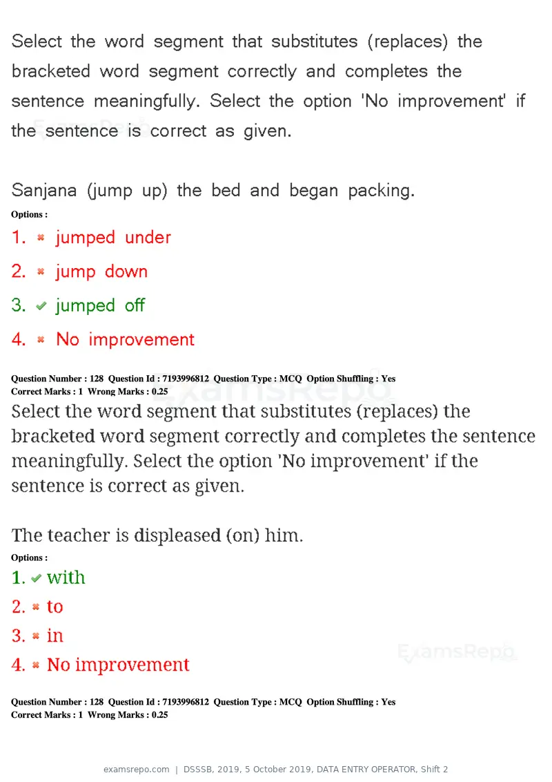 DSSSB 2019 question paper, 5 October 2019, DATA ENTRY OPERATOR, Shift 2, page 110 of 175