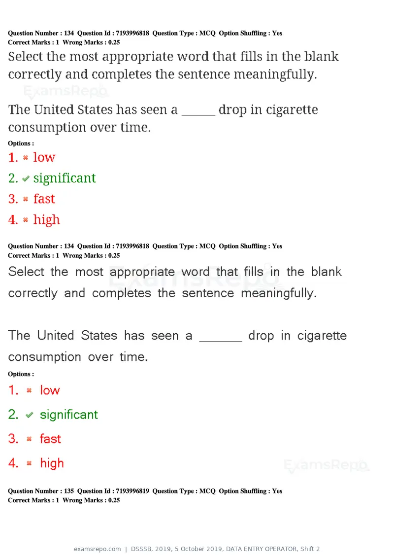 DSSSB 2019 question paper, 5 October 2019, DATA ENTRY OPERATOR, Shift 2, page 116 of 175