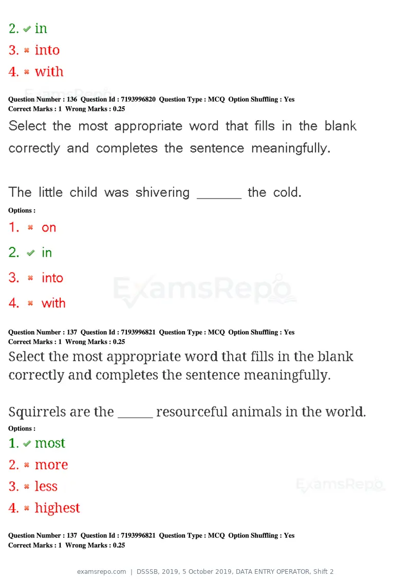DSSSB 2019 question paper, 5 October 2019, DATA ENTRY OPERATOR, Shift 2, page 118 of 175