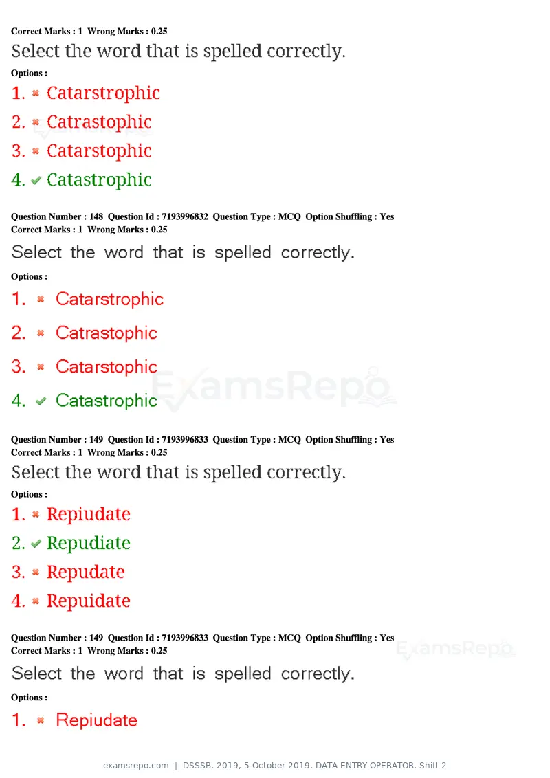 DSSSB 2019 question paper, 5 October 2019, DATA ENTRY OPERATOR, Shift 2, page 130 of 175