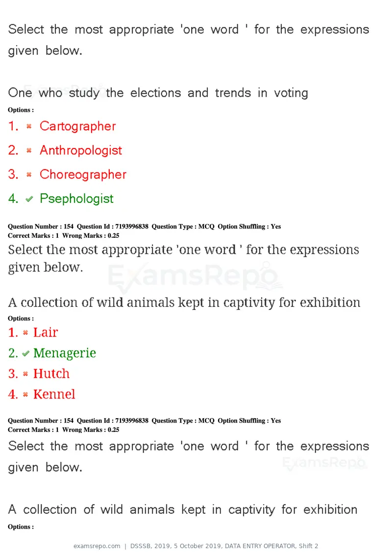 DSSSB 2019 question paper, 5 October 2019, DATA ENTRY OPERATOR, Shift 2, page 134 of 175