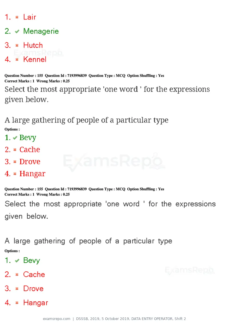 DSSSB 2019 question paper, 5 October 2019, DATA ENTRY OPERATOR, Shift 2, page 135 of 175