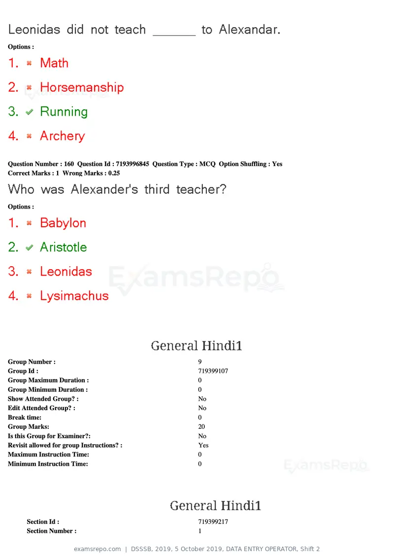 DSSSB 2019 question paper, 5 October 2019, DATA ENTRY OPERATOR, Shift 2, page 142 of 175