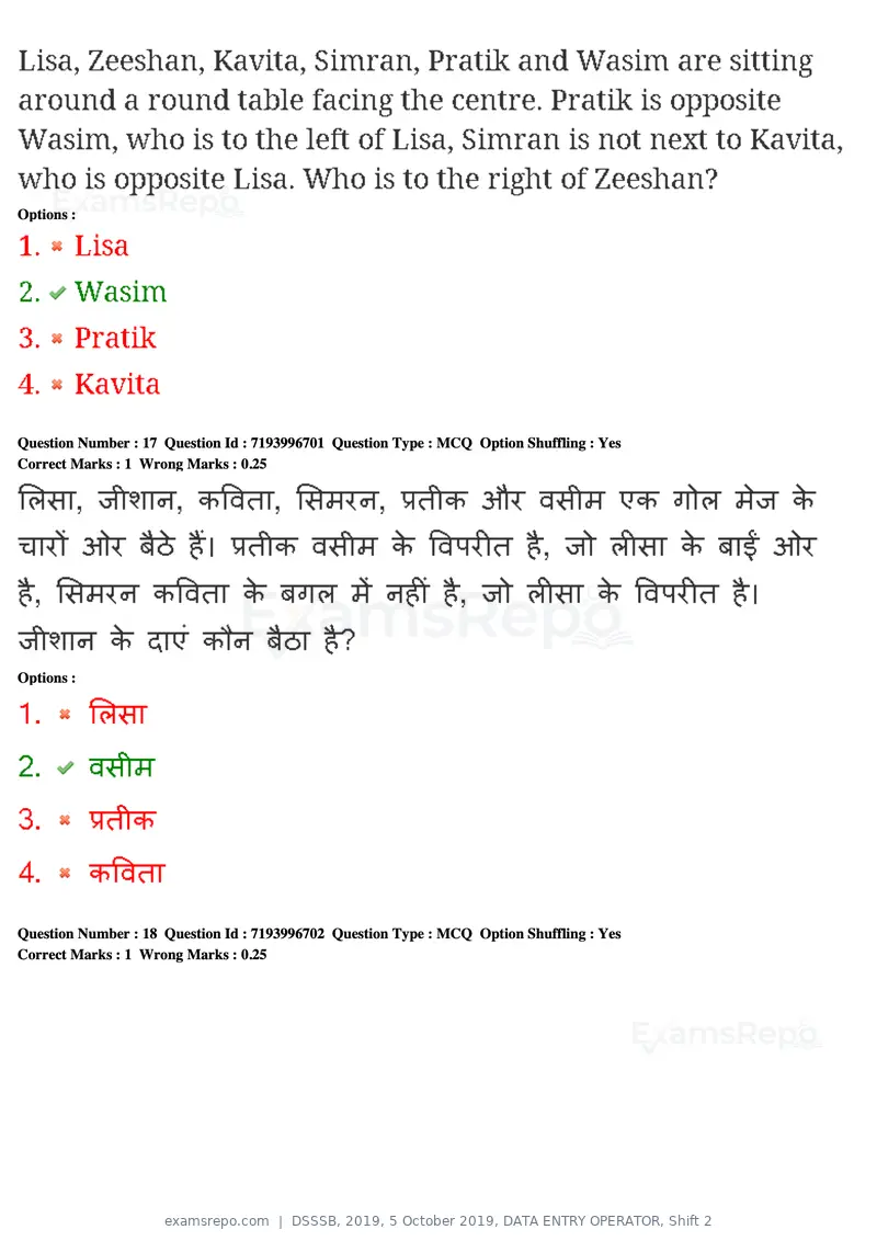 DSSSB 2019 question paper, 5 October 2019, DATA ENTRY OPERATOR, Shift 2, page 15 of 175