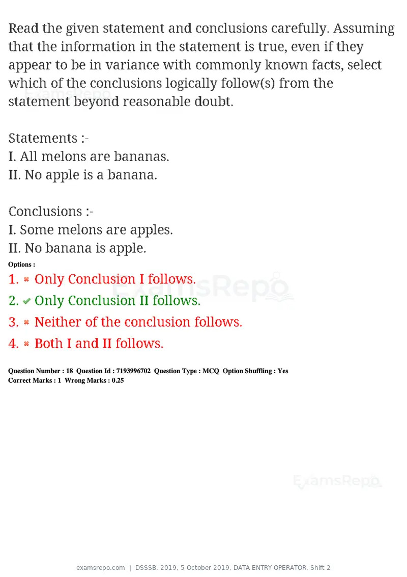 DSSSB 2019 question paper, 5 October 2019, DATA ENTRY OPERATOR, Shift 2, page 16 of 175