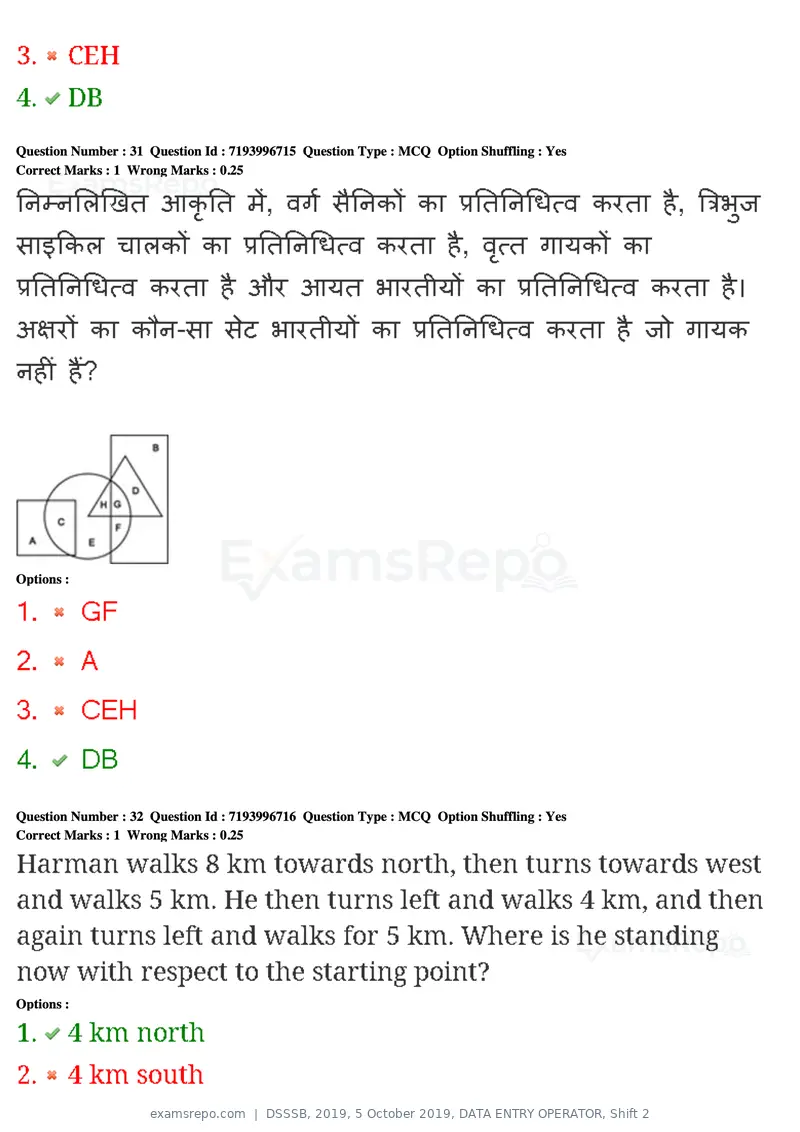 DSSSB 2019 question paper, 5 October 2019, DATA ENTRY OPERATOR, Shift 2, page 28 of 175