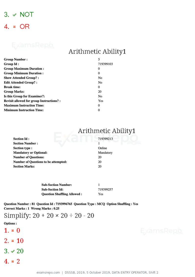 DSSSB 2019 question paper, 5 October 2019, DATA ENTRY OPERATOR, Shift 2, page 68 of 175