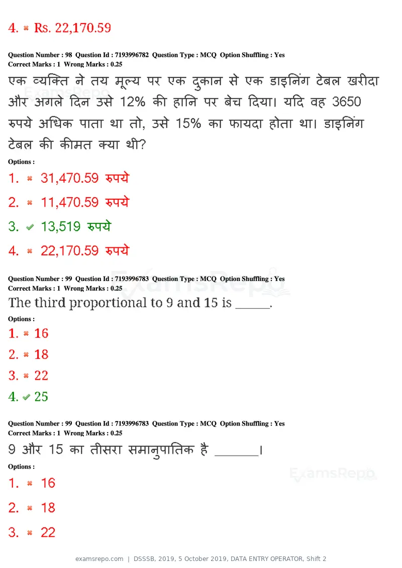 DSSSB 2019 question paper, 5 October 2019, DATA ENTRY OPERATOR, Shift 2, page 80 of 175