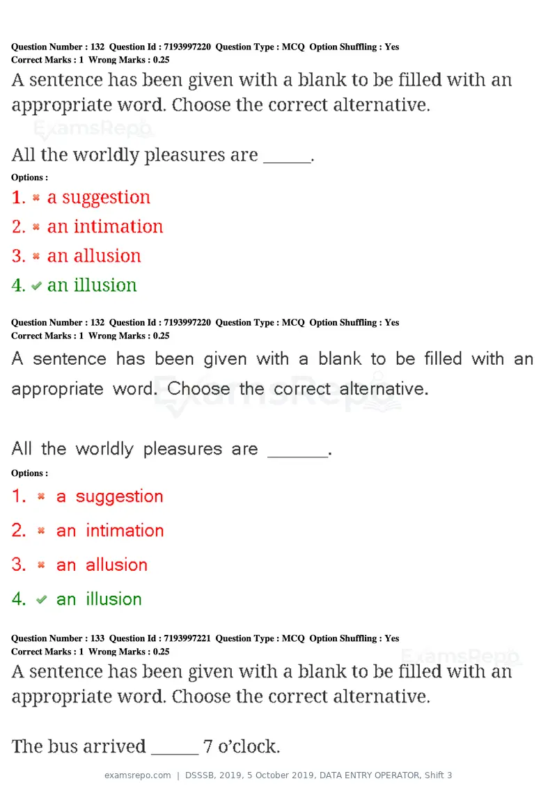 DSSSB 2019 question paper, 5 October 2019, DATA ENTRY OPERATOR, Shift 3, page 121 of 179