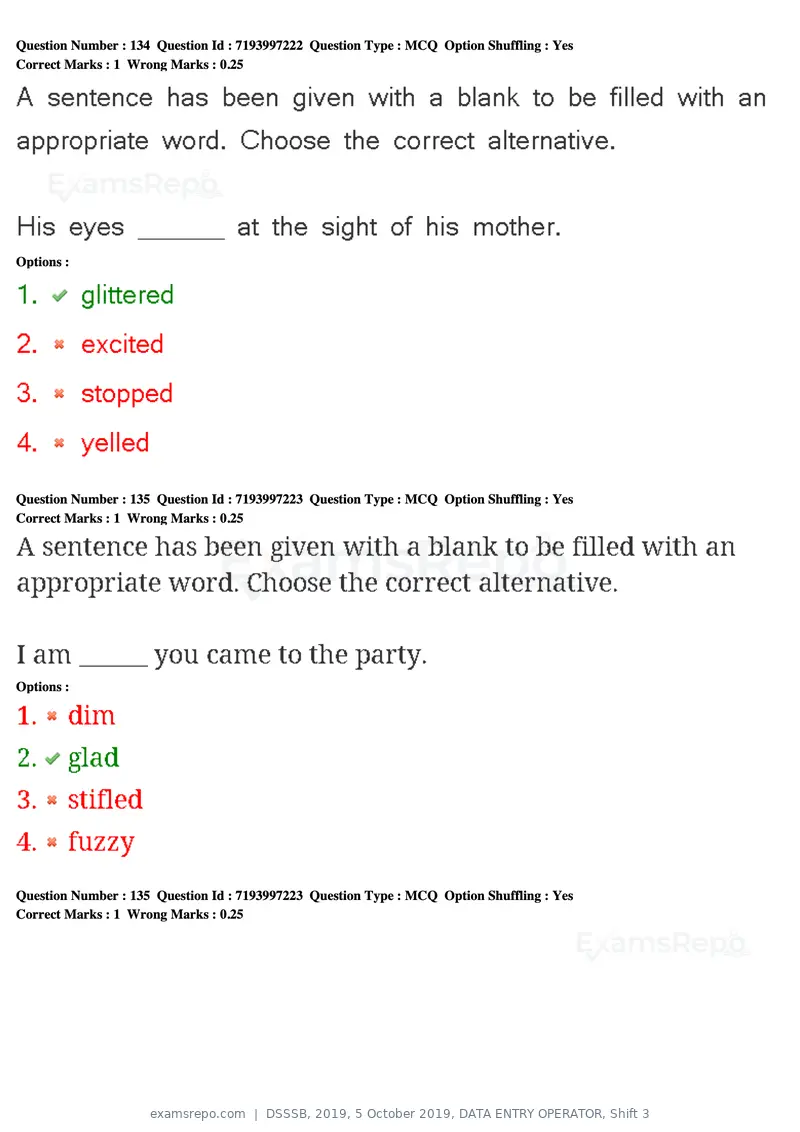 DSSSB 2019 question paper, 5 October 2019, DATA ENTRY OPERATOR, Shift 3, page 123 of 179