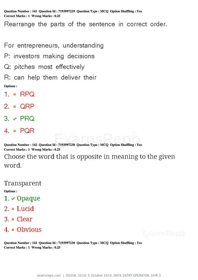 DSSSB 2019 question paper, 5 October 2019, DATA ENTRY OPERATOR, Shift 3, page 130 of 179