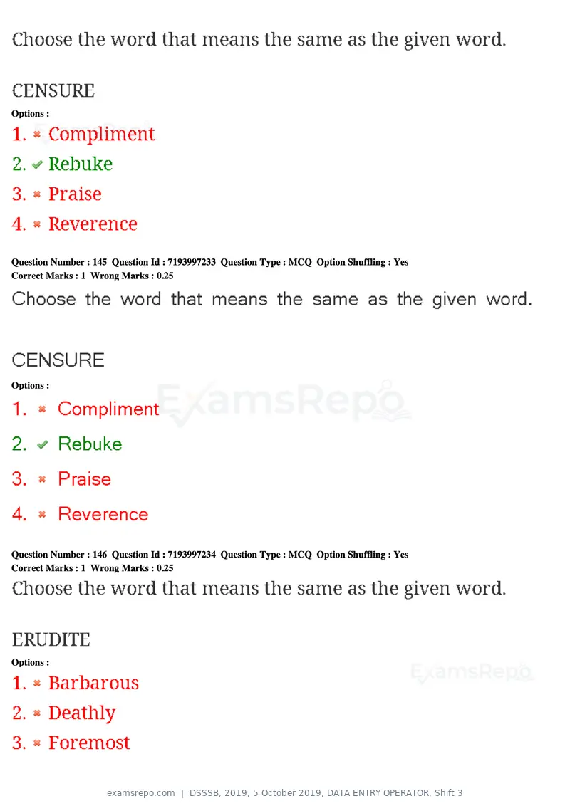 DSSSB 2019 question paper, 5 October 2019, DATA ENTRY OPERATOR, Shift 3, page 133 of 179