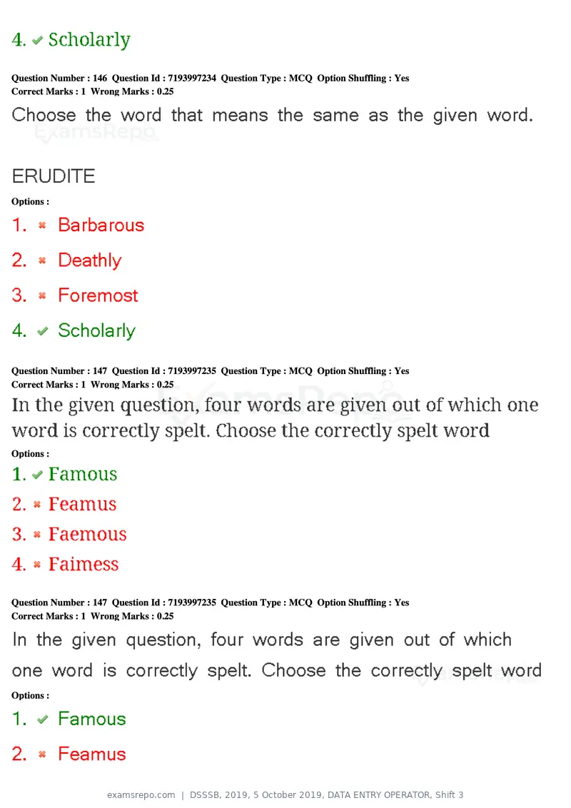DSSSB 2019 question paper, 5 October 2019, DATA ENTRY OPERATOR, Shift 3, page 134 of 179
