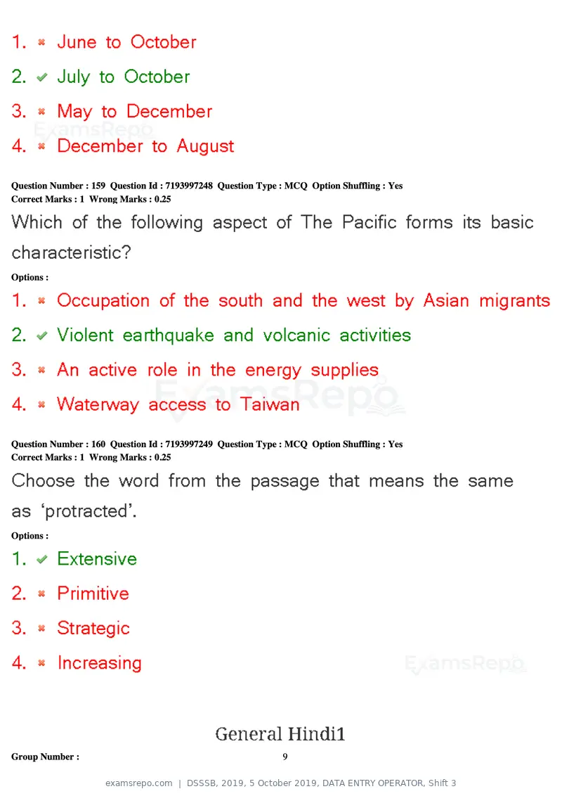 DSSSB 2019 question paper, 5 October 2019, DATA ENTRY OPERATOR, Shift 3, page 147 of 179