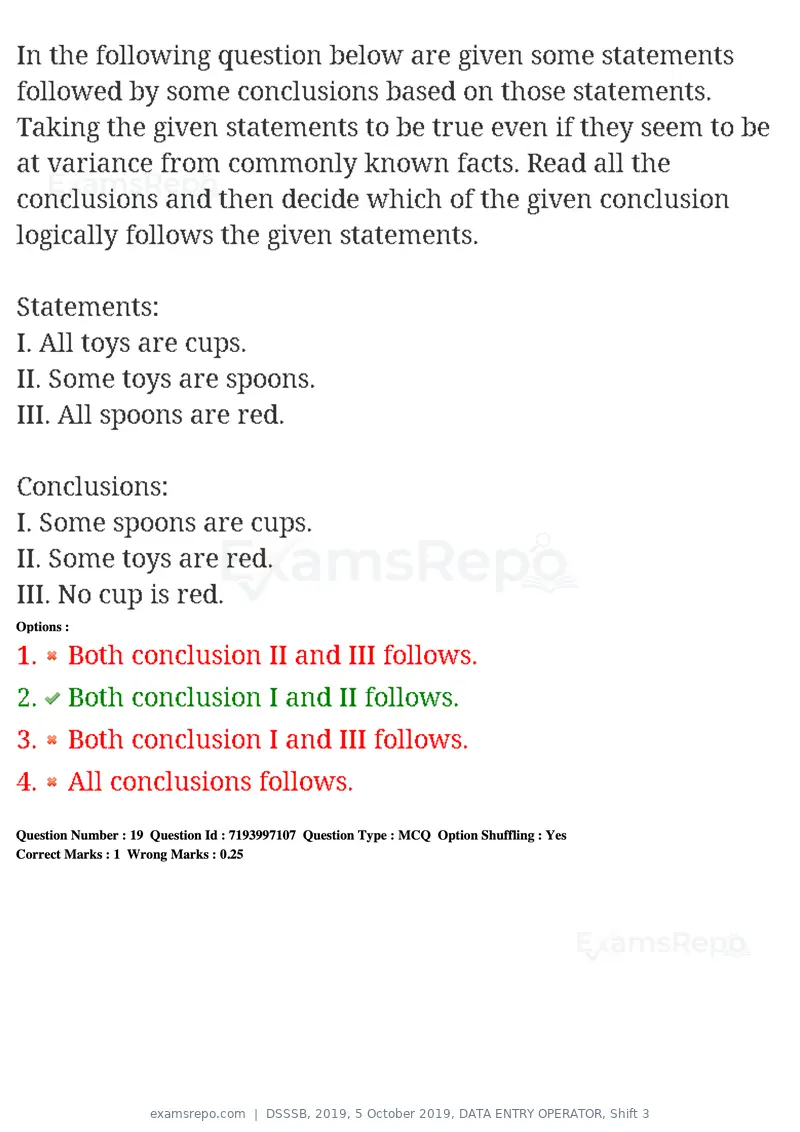 DSSSB 2019 question paper, 5 October 2019, DATA ENTRY OPERATOR, Shift 3, page 18 of 179