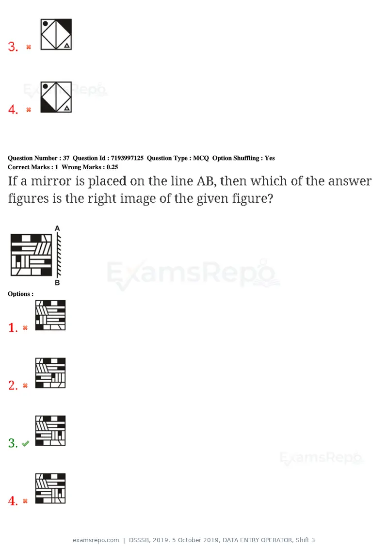 DSSSB 2019 question paper, 5 October 2019, DATA ENTRY OPERATOR, Shift 3, page 37 of 179