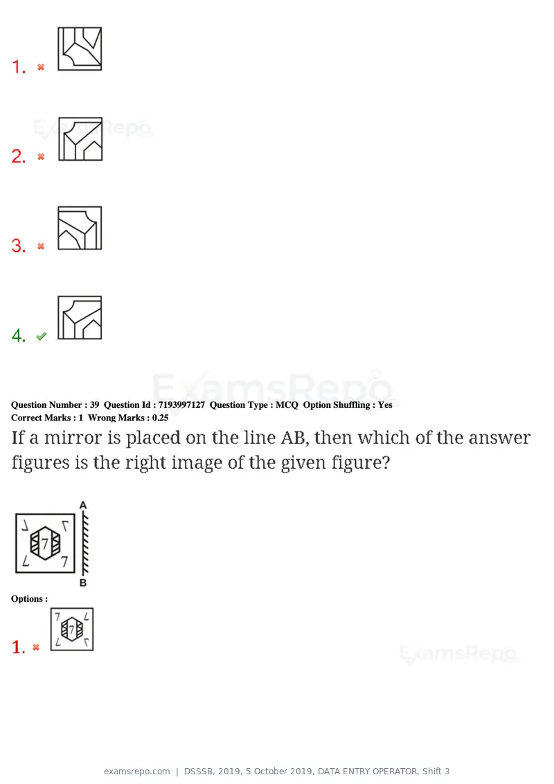 DSSSB 2019 question paper, 5 October 2019, DATA ENTRY OPERATOR, Shift 3, page 40 of 179