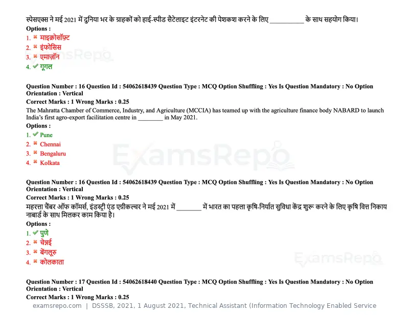 DSSSB 2021 question paper, 1 August 2021, Technical Assistant (Information Technology Enabled Service, page 12 of 158