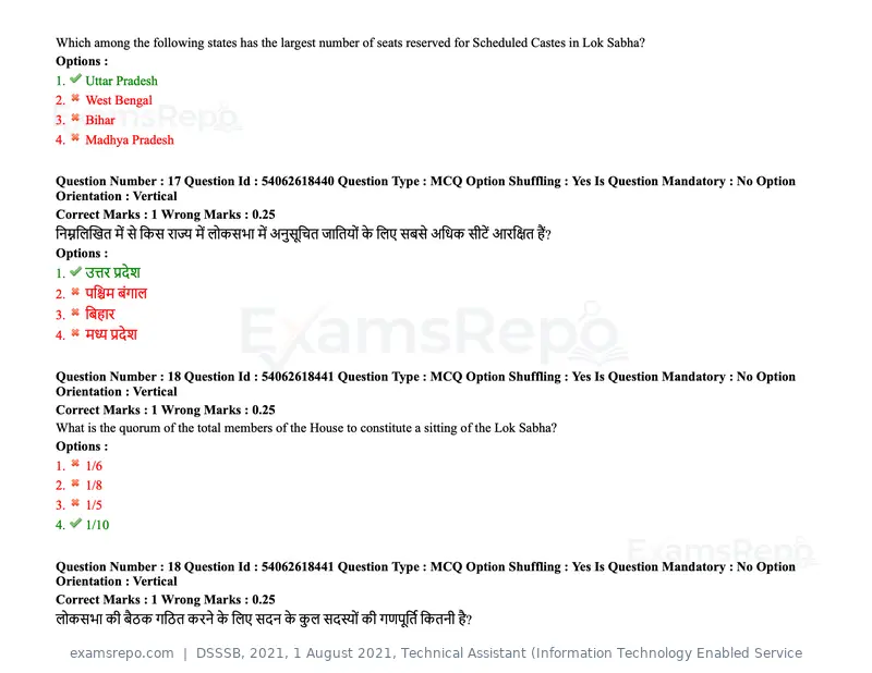 DSSSB 2021 question paper, 1 August 2021, Technical Assistant (Information Technology Enabled Service, page 13 of 158