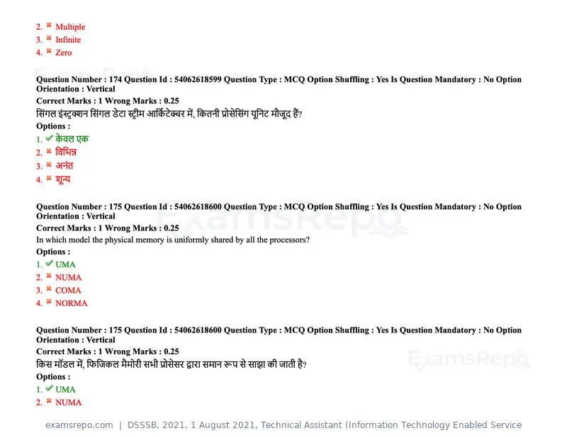 DSSSB 2021 question paper, 1 August 2021, Technical Assistant (Information Technology Enabled Service, page 140 of 158