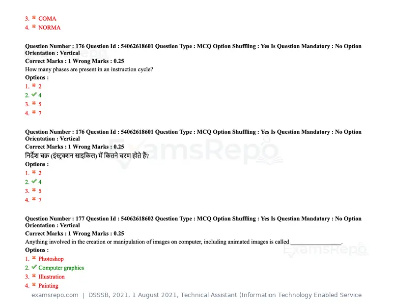 DSSSB 2021 question paper, 1 August 2021, Technical Assistant (Information Technology Enabled Service, page 141 of 158