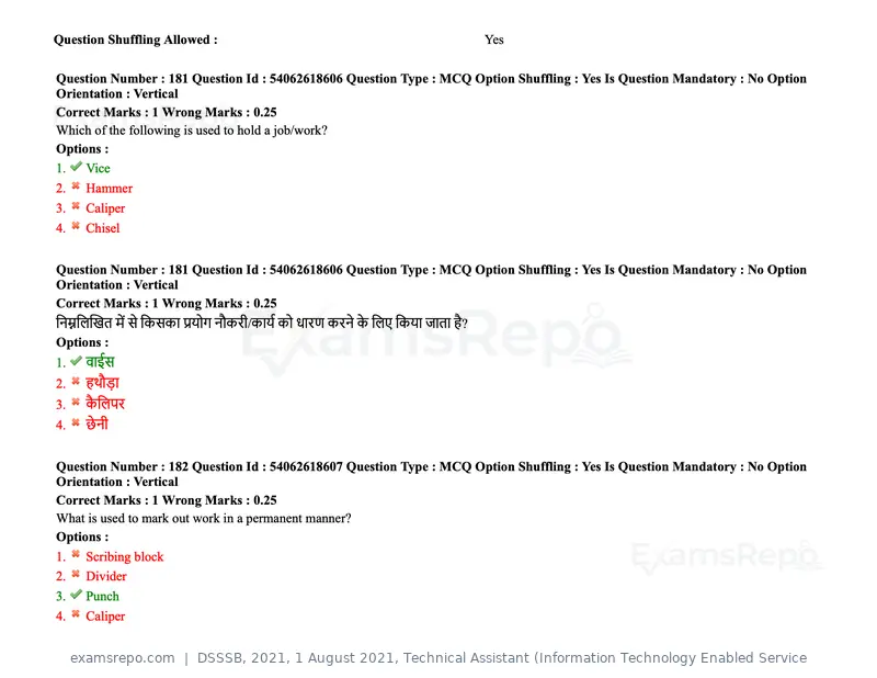 DSSSB 2021 question paper, 1 August 2021, Technical Assistant (Information Technology Enabled Service, page 145 of 158